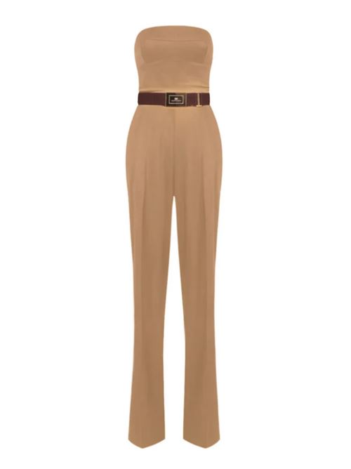 TUTA STRETCH CON CINTURA E CRISS CROSS ELISABETTA FRANCHI | TU05152E2032 CAMEL